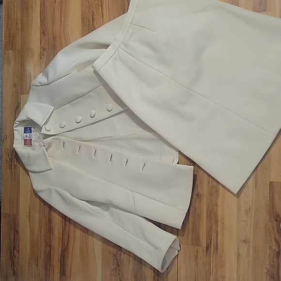 Vintage 60s 70s Lilli Ann Knit Cream Suit M - Picture 5 of 14